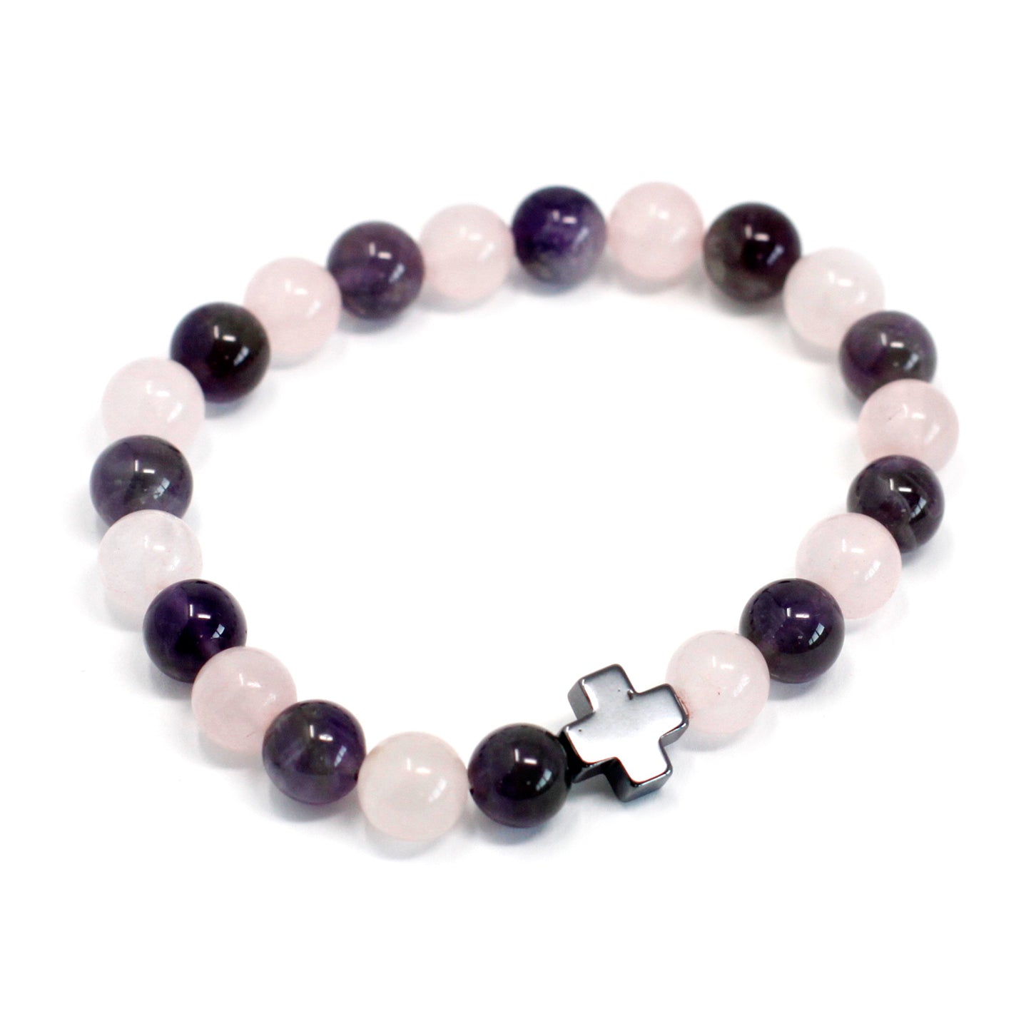 Bracelet - Friendship - Amethyst & Quartz Rose - Love