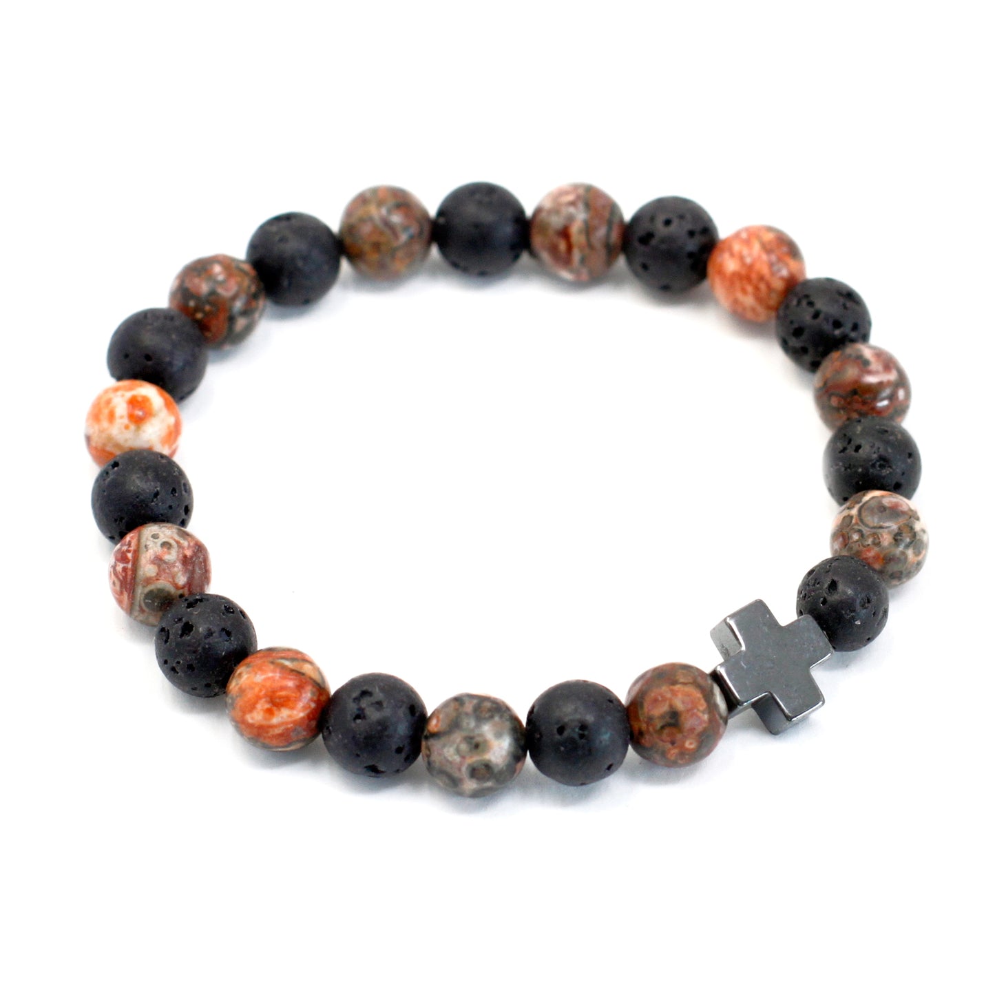 Bracelet - Friendship - Leopard Jasper & Lava Stone - Eternity