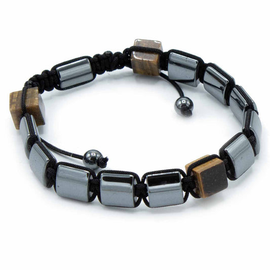 Bracelet - Magnetic Hematite - Tiger Eye Cuboids