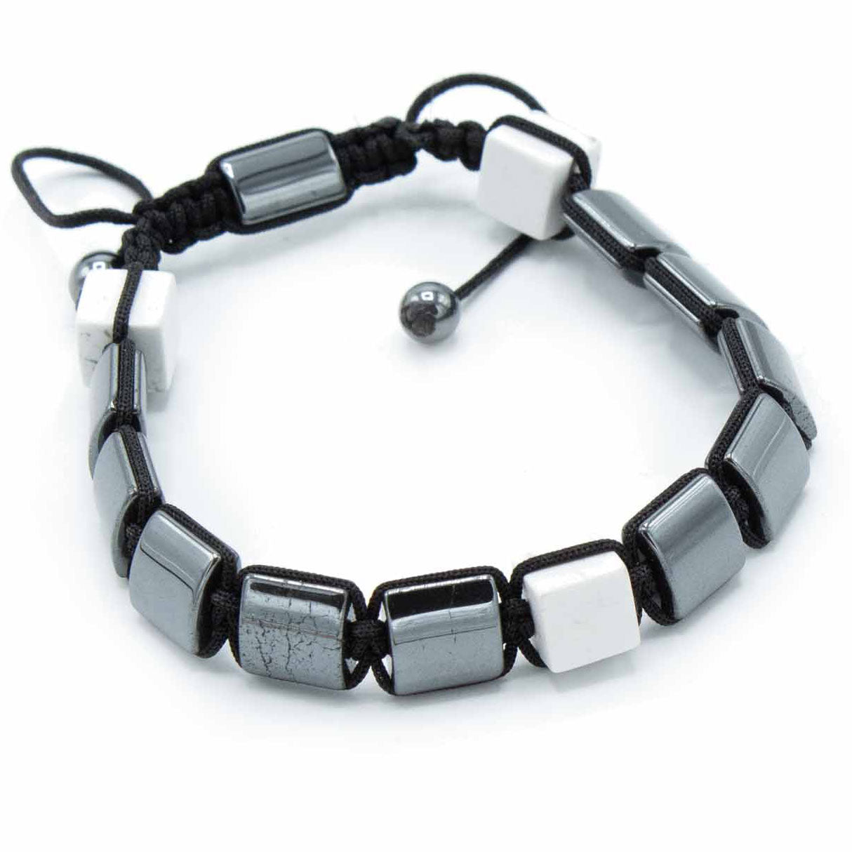 Bracelet - Magnetic Hematite - White Jasper Cuboids