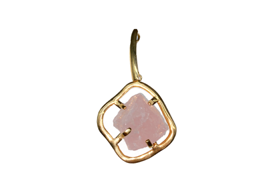 Pendant - Gold Plated Ring - Quartz Rose