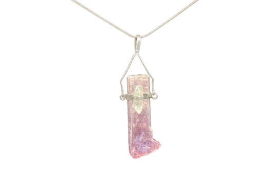 Necklace - Lepidolite Rough With Quartz Clear