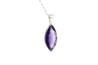 Necklace - .925 Silver Marquise - Amethyst