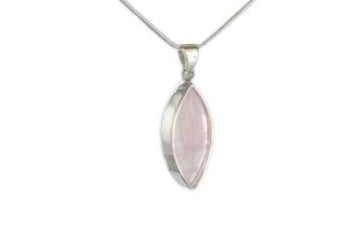 Necklace - .925 Silver Marquise - Quartz Rose