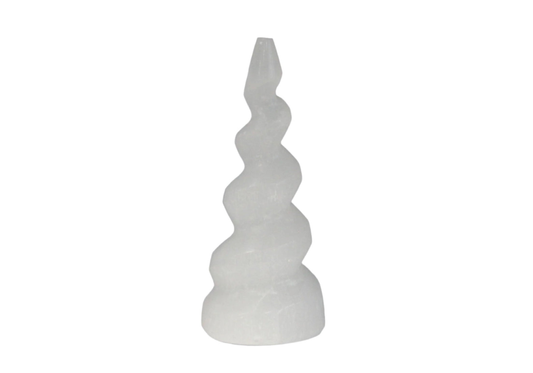 Tower - Spiral Unicorn Horn (10cm) - Selenite