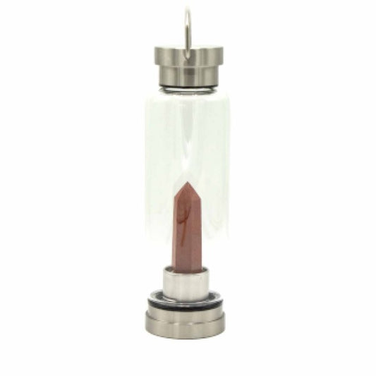 Bottle - Water - Crystal Infused - Invigorating Red Jasper - Point