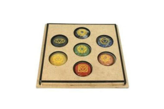 Carved - Chakra Set with Engraved Tree of life box