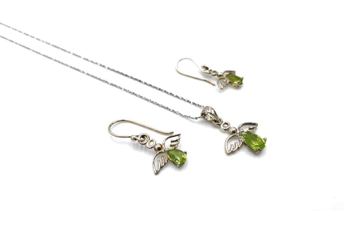 Necklace & Earrings Set - Angel .925 chain - Peridot