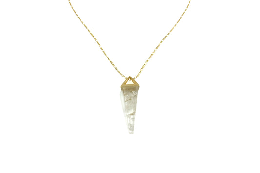 Necklace - Gold Plated Pyramid - Quartz