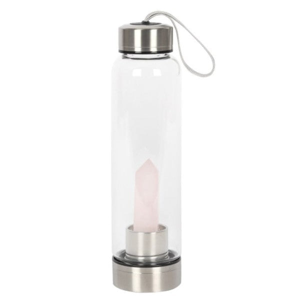 Bottle - Water - Crystal Infused - Loving Rose Quartz - Point