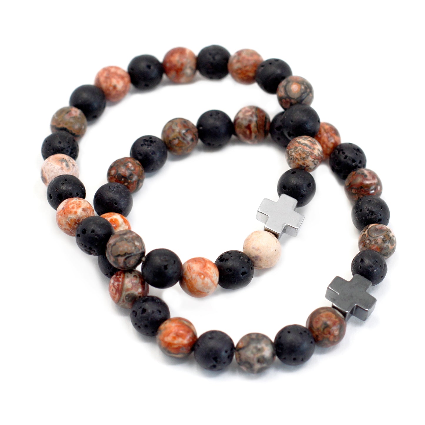 Bracelet - Friendship - Leopard Jasper & Lava Stone - Eternity