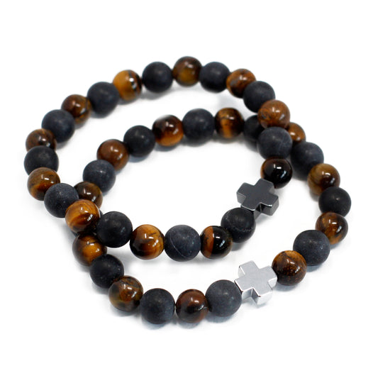 Bracelet - Friendship - Tiger Eye & Black Stone - Power