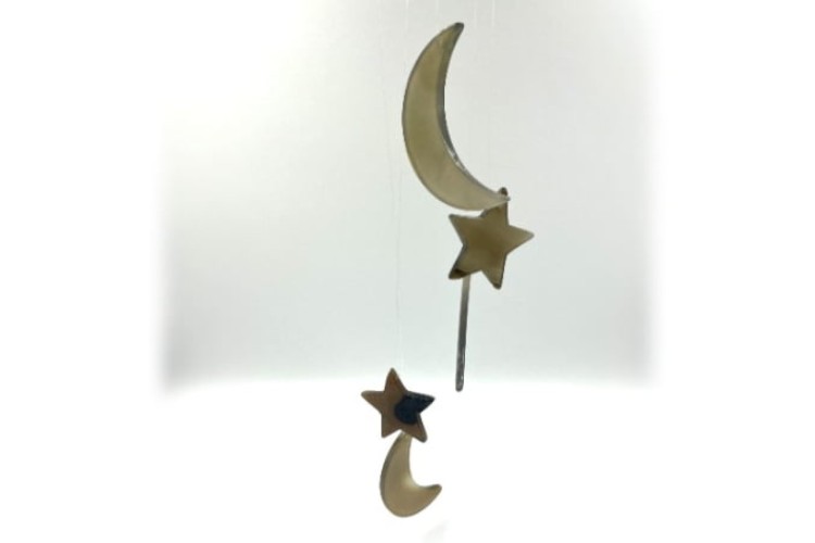 Carved - Moon and Stars Mobile / Windchimes - Agate Natural 