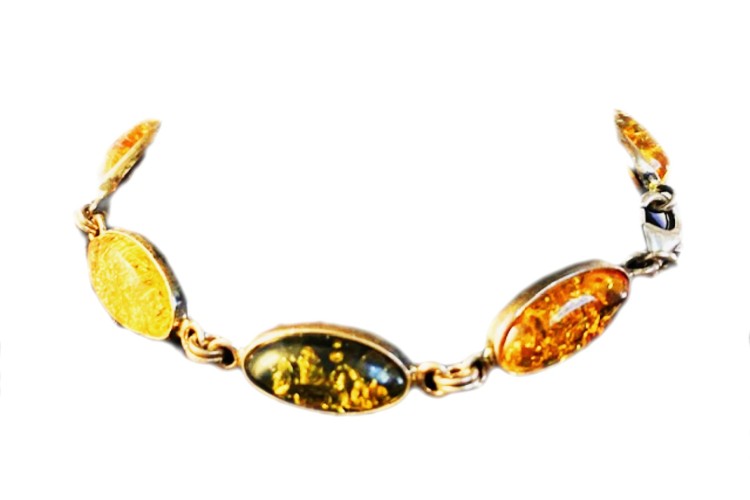Bracelet - Special - Amber Multi-coloured Oval .925