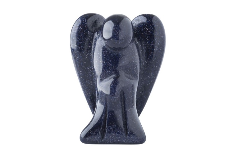 Carved -  Angel Pendant - Blue Goldstone (2cm)
