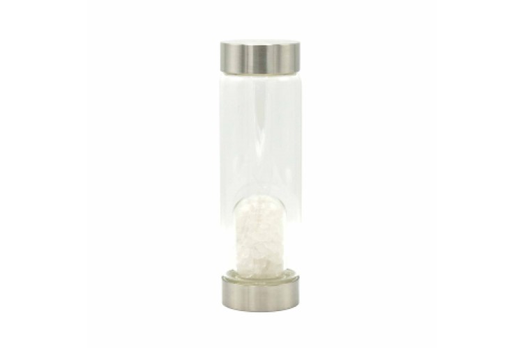 Bottle - Water - Crystal Infused - Cleansing Clear Quartz - Chips