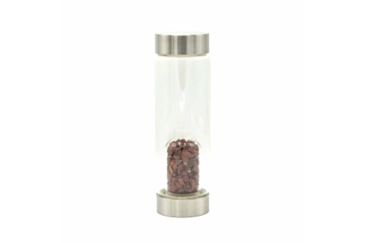 Bottle - Water - Crystal Infused - Invigorating Red Jasper - Chips