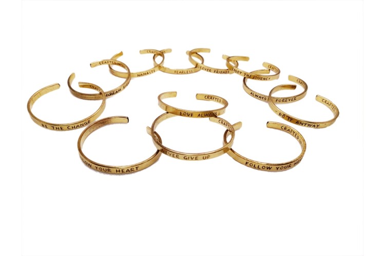 Bracelet - Cuff - Brass Inspiration Cuff - Peace, Love & Happines