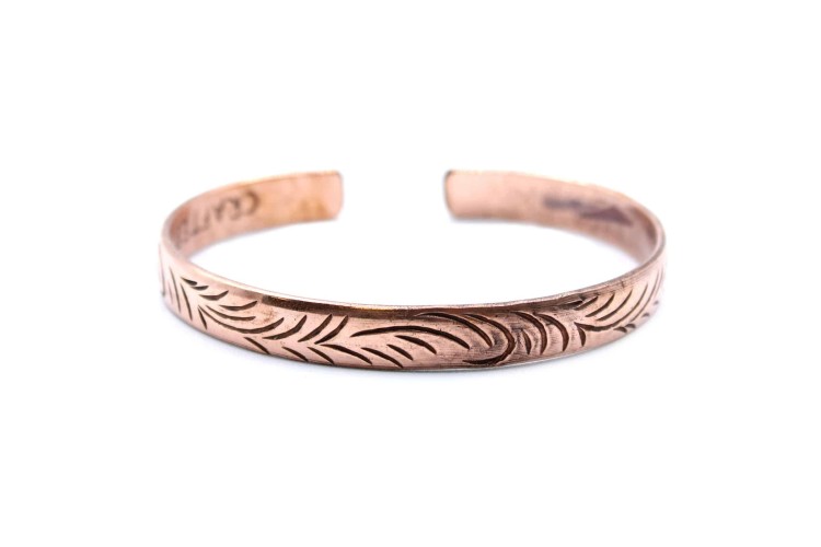Bracelet - Cuff - Copper Tibetan - Slim Tribal Swirls