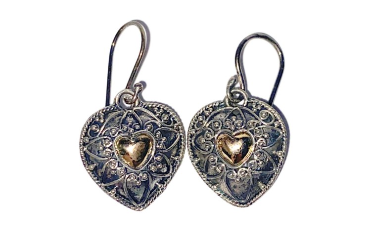Earrings - Silver & Gold - Heart shaped