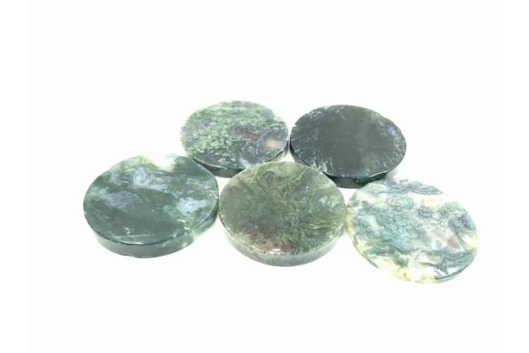 Carved - Disk - Agate Green Moss