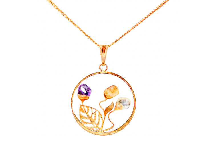 Necklace - Happiness Garden Pendant, Gold Plated With Gold Chain