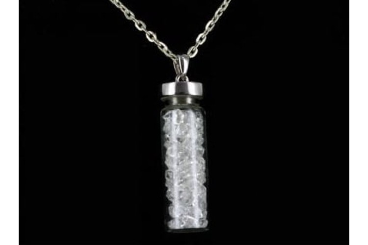Necklace - Filled Bottle Pendant 925 - Herkimer Diamond Quartz