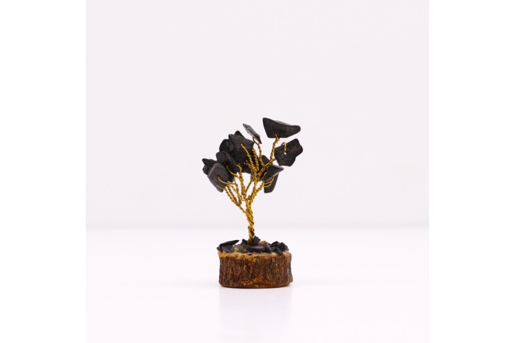 Gemstone Tree - Mini Wood base (15 stones) - Black Agate