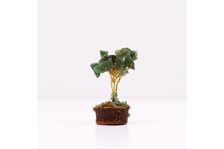 Gemstone Tree - Mini Wood base (15 stones) - Green Adventurine