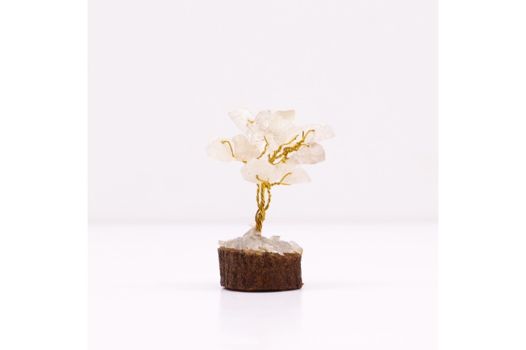 Gemstone Tree - Mini Wood base (15 stones) - Rock Quartz