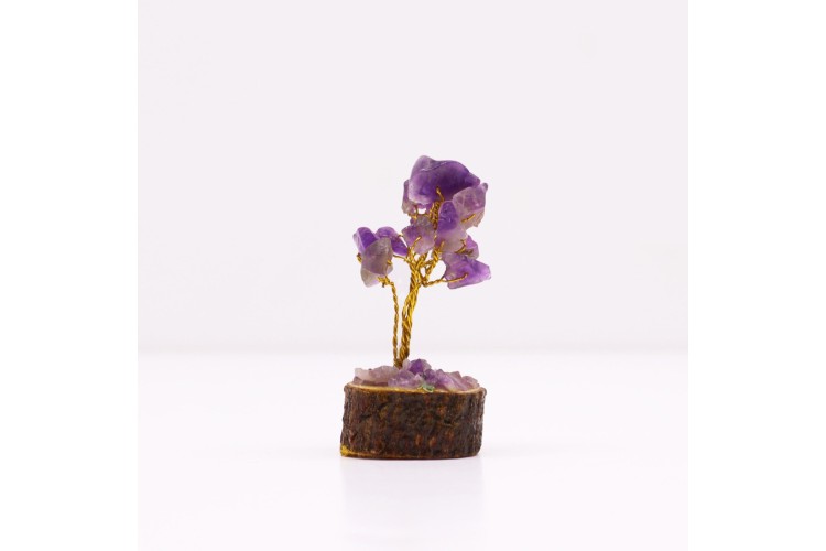 Gemstone Tree - Mini Wood base (15 stones) - Amethyst