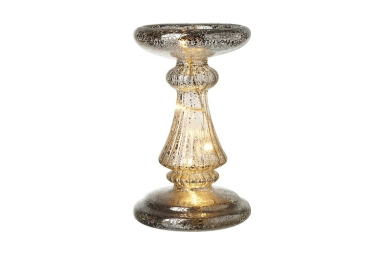 Home Decor - Mottled Glass Candle Holder With LED, 18cm