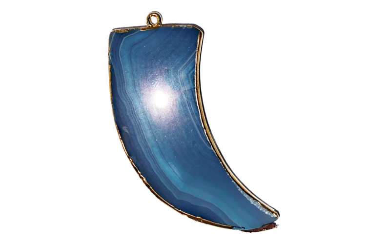 Pendant - Gold plated - Claw - Blue agate