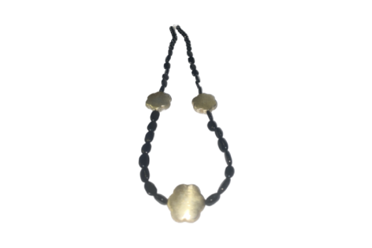 Necklace - pyrite and obsidian