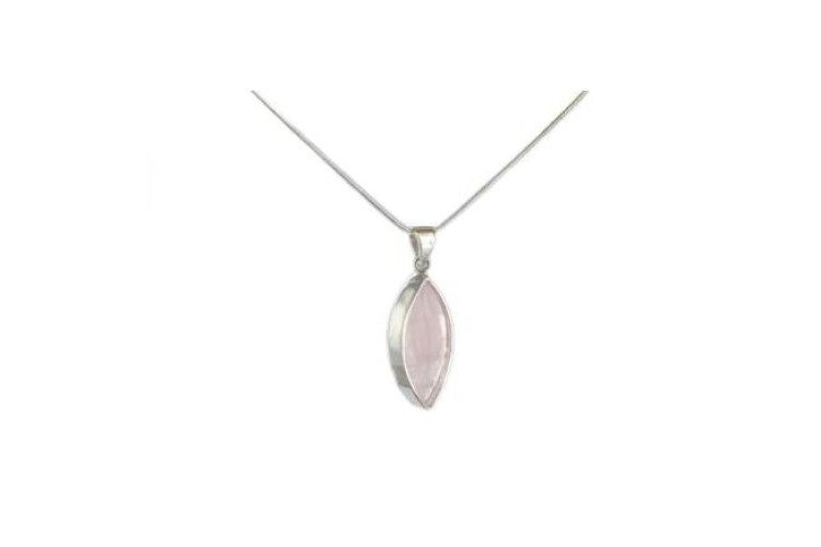 Necklace - 925 Marquise Pendant Quartz Rose