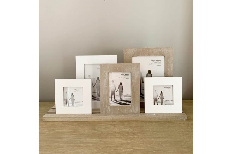 Home Decor - Rustic 5 Frames On Tray