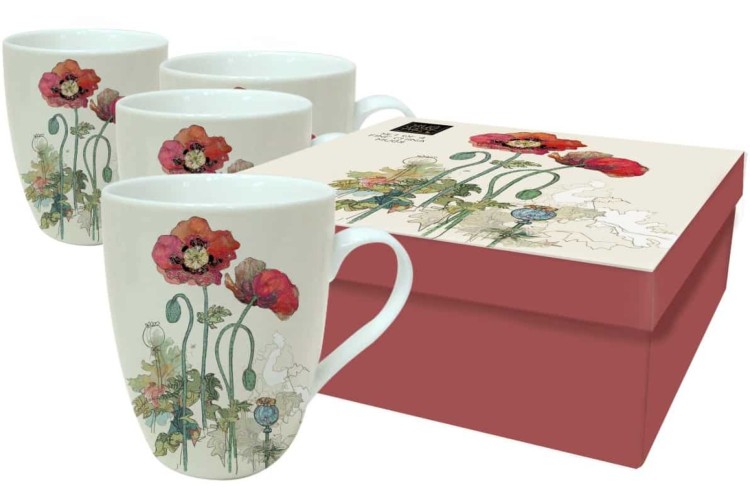 Mug - Vintage Poppy Set of 4 Mugs